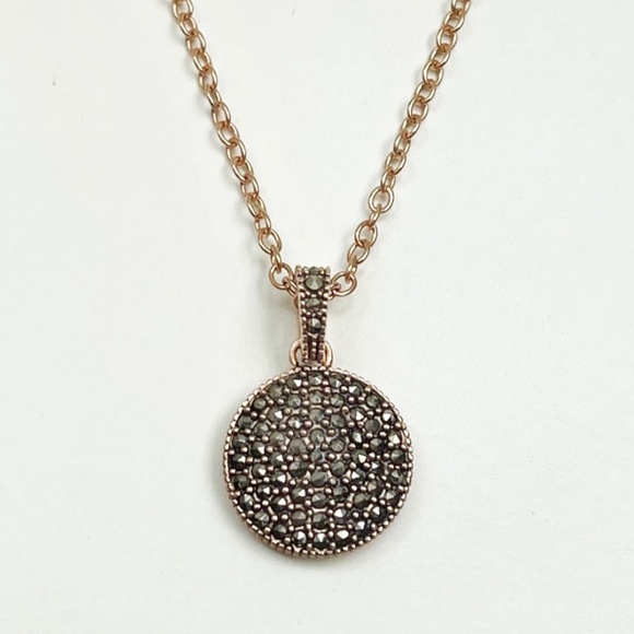 Judith Jack Marcasite and Crystal Reversible Sterling Silver Pendant Necklace - Picture 1 of 10